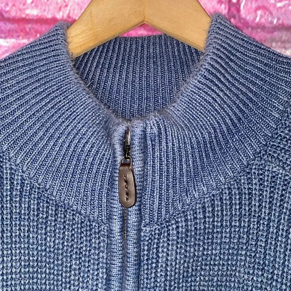 L.L. Bean Sweatshirt Size Large Tall Full Zip Gray Knit Sweater 100% Cotton - Picture 3 of 5